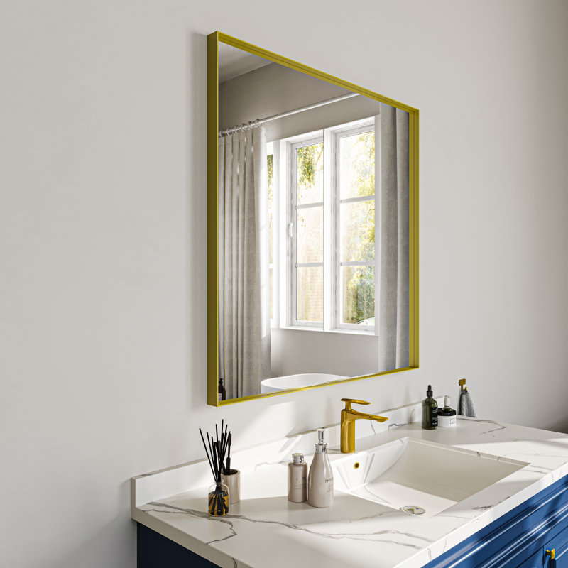 Miroir de salle de bain mural, Doré, 36 po x 36 po