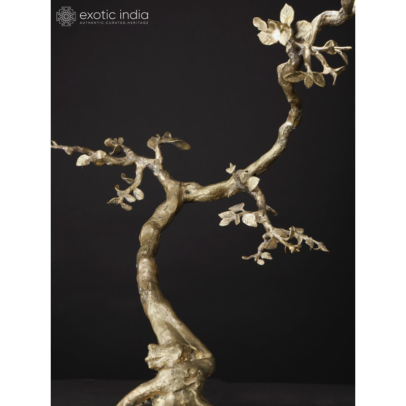 23" Tree on Tortoise Sculpture - Handcrafted Brass & Stone Modern Art - Contemporary Symbolic Home Décor Statement Piece