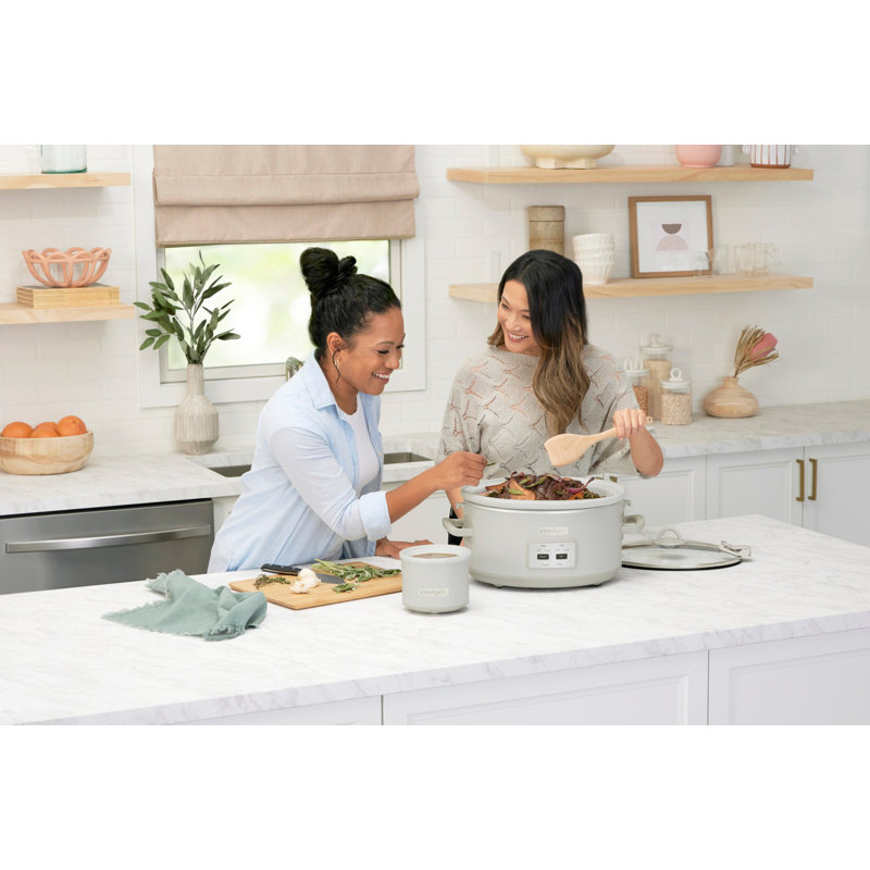Gray 7-Quart Slow Cooker with Timer and Little Dipper