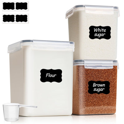 Plastic Food Storage Canister with Lid 2.6Qt & 5.5Qt 3Pack, Wide Mouth