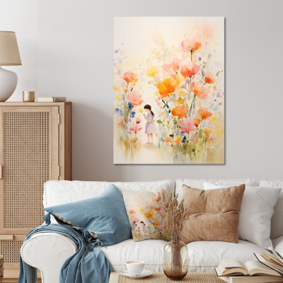 Whimsical Kids Floral Haven I - Children's Metal Wall Art