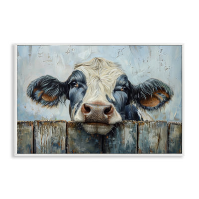 «Howdy Neighbour Cow», art de la giclée encadrée par Petals Prints Design