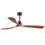 Ventilateur de plafond 52 po avec lumière, 3 pales en bois de noyer massif, télécommande, 3 ampoules à DEL à intensité variable, minuterie, moteur réversible à 6 vitesses pour le salon ou la terrasse
