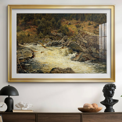 Mountain Stream, Hallingdal-Hans Gude-Framed Print with Mat and glass-1848