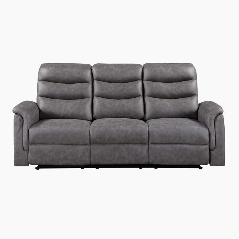 Canapé inclinable manuel double en microfibre polie 81,5 po Seese, Microfiber Grey