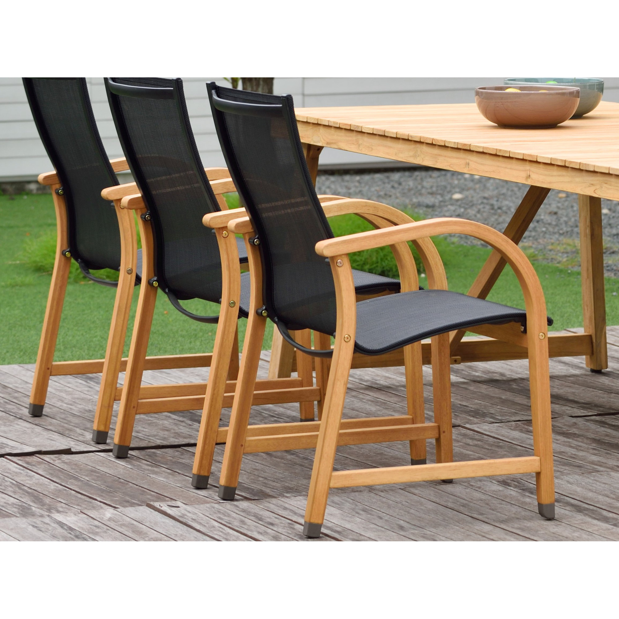 Alyisa Teak Finish Modern Patio Dining Chair (Set Of 2)