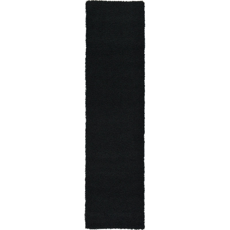 Tapis noir de jais Santoshi, Tapis de couloir 2 pi 7 po x 10 pi