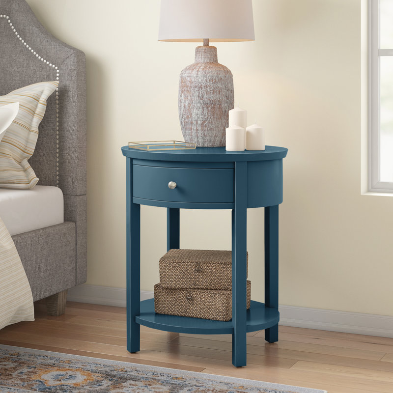 Zaheed End Table with Storage, Bluesteel