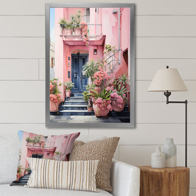 Pink Miami Artful Facades I - City Miami Framed Canvas Print