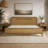 PINE SOLID WOOD QUEEN SIZE BED, SOLID AND STABLE, NO BOX SPRING NEEDED, RUSTIC YELLOW COLOR