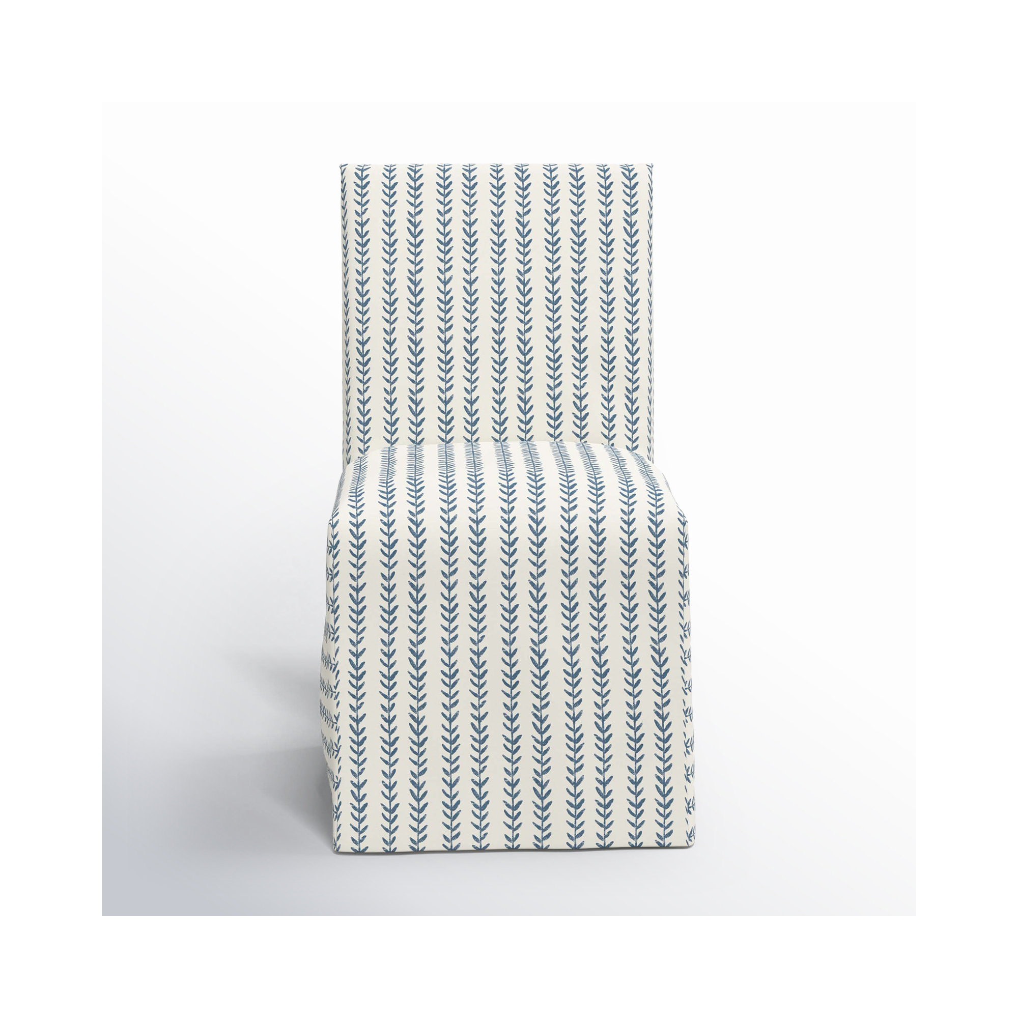 Ivanka Upholstered Parsons Chair, Vine Stripe Dusty Blue