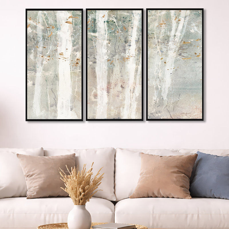 A Woodland Walk Into The Forest V - ensemble d'art mural sur toile encadré traditionnel de 3