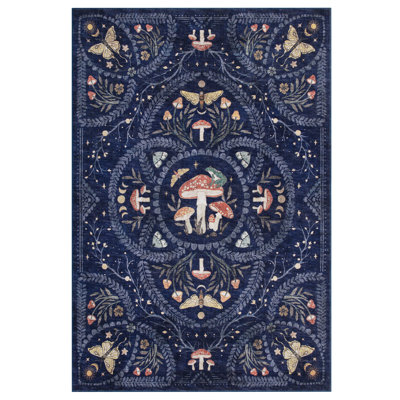 Tapis de couloir lavable antidérapant à poils courts et à poils courts Champignon gothique foncé
