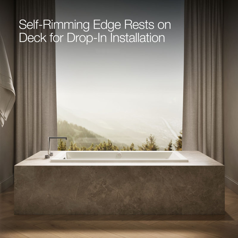 Underscore Rectangle 60-In X 30-In Heated Bubblemassage Air Bath With Reversible Drain, Biscuit