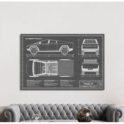 Tesla Cybertruck (2020-2022) by Action Blueprints - Print on Canvas