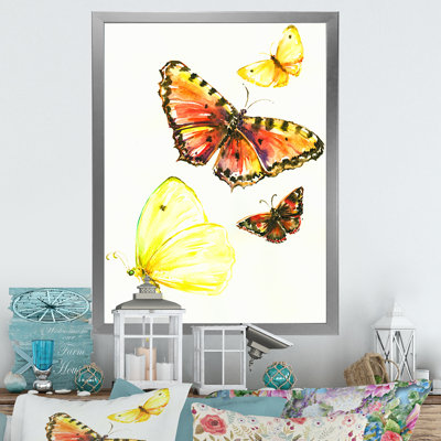 Illustration de magnifiques papillons jaunes sur toile