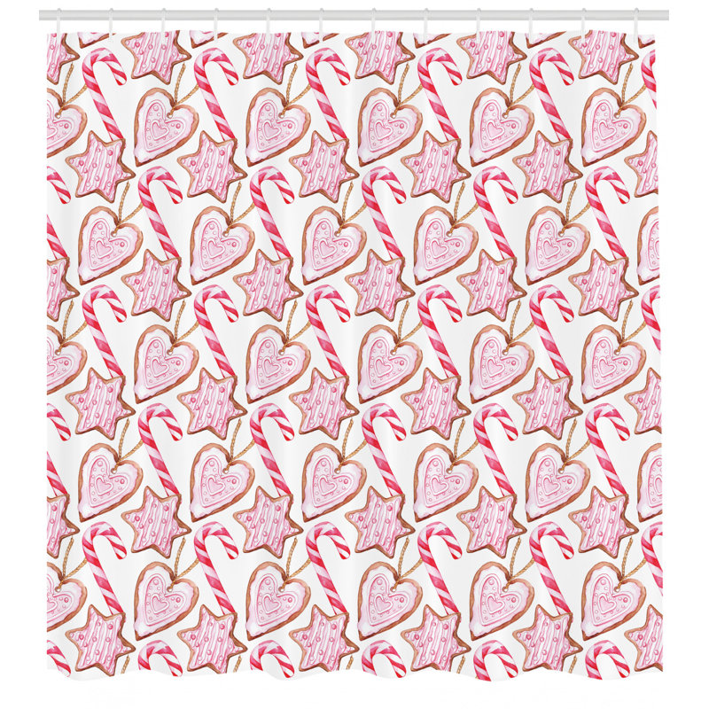 Ensemble de rideau de douche et crochets Candy Cane, H 70 po x l 69 po