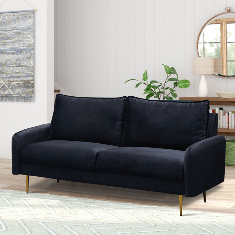 Govany 57.8'' Velvet Loveseat, Black Velvet, 34" H x 69" W x 32" D