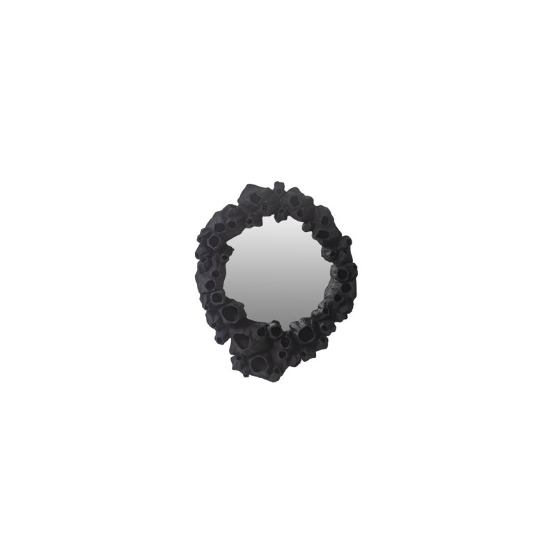 Barnacle Abstract Mirror, 24" H x 22.25" W, Black
