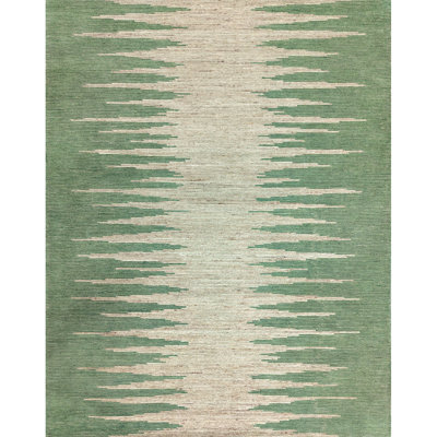 Abrash Ikat Hand-Tufted Wool Area Rug Cut/Loop Pile
