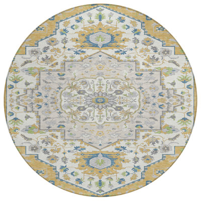Lidia Gold Washable Indoor-Outdoor Rug - 