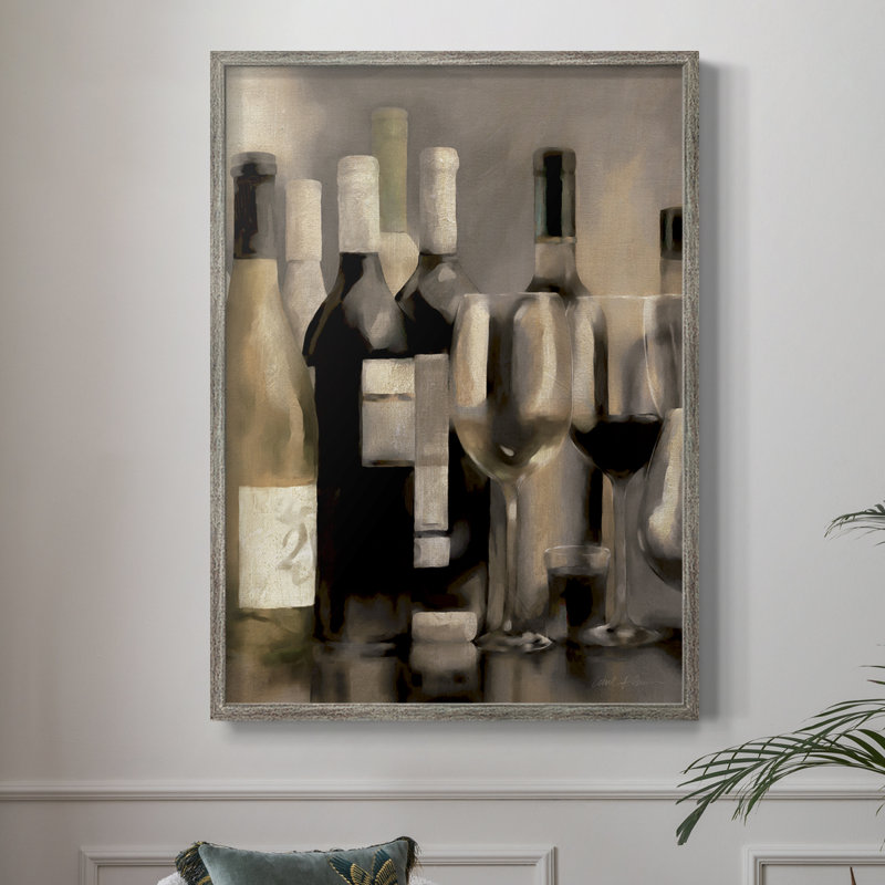Wine Shelf I Framed Print - Solid Wood, 11" H x 9" W