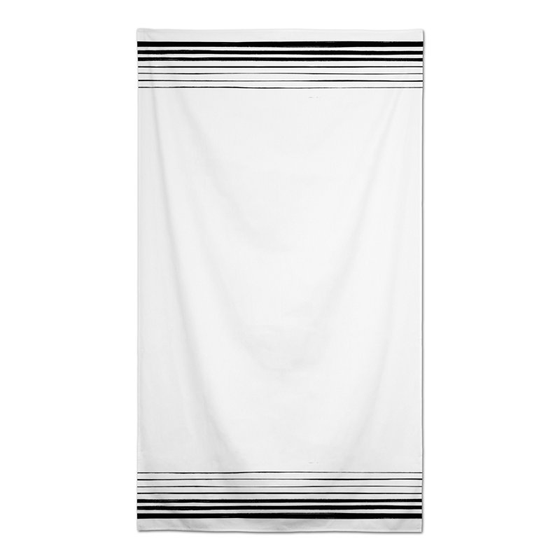 Nappe rectangulaire à rayures en polyester, Noir