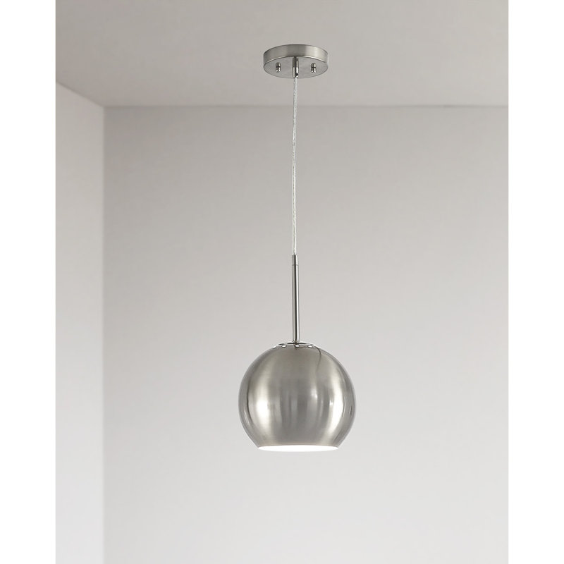 Luminaire suspendu en verre Melveen Globe, Nickel brossé