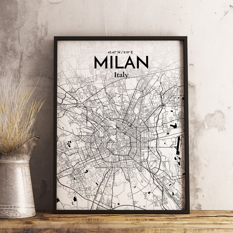 Milan City Map - No Frame Print, 43.2 cm H x 27.9 cm x 0.13 cm D