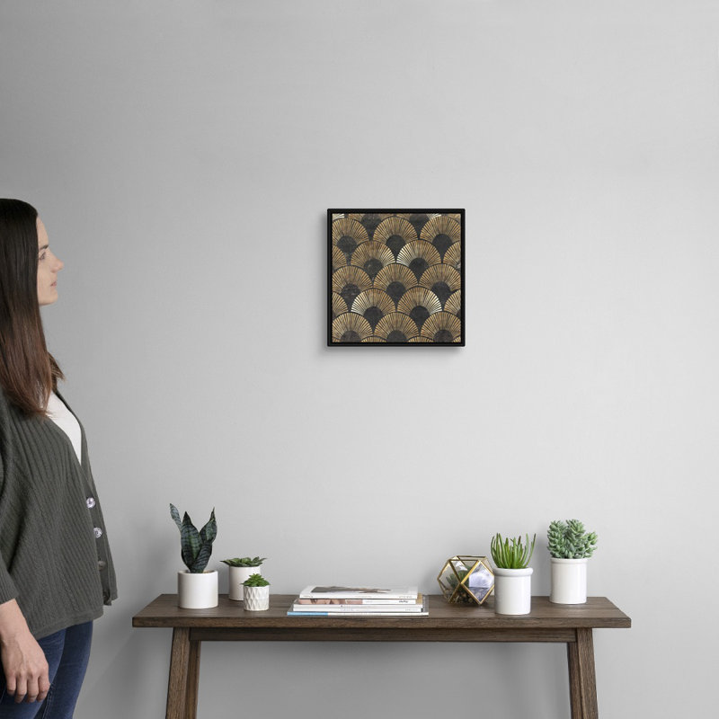 «Golden Art Deco II» par Aimee Wilson, reproduction sur toile, Impression encadrée, H 14 po x l 14 po, Noir
