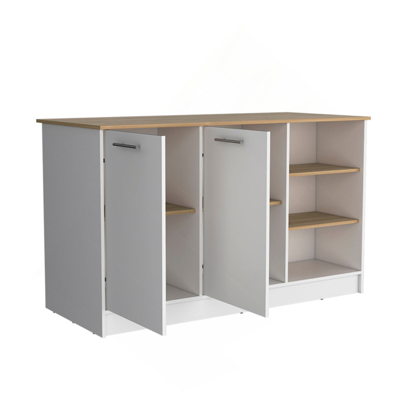 Îlot de cuisine Leoti, Cuisine, White, 26.3" H x 35.6" W x 59" D