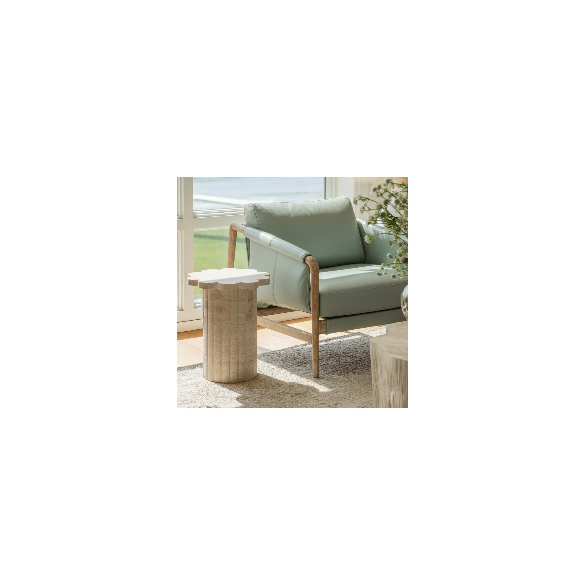 Genuine Leather Armchair, Blue