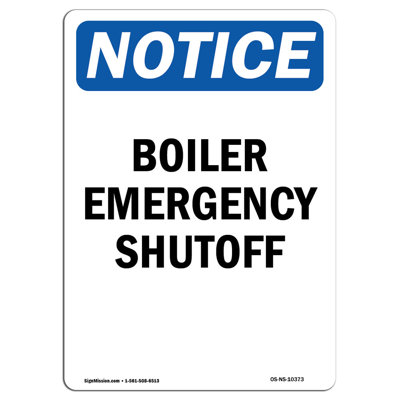Osha Notice - Boiler Emergency Shutoff Sign