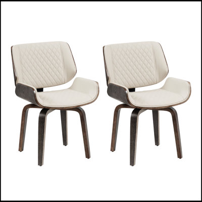 Mid-Century Modern Dining Chair Set of 2, 360° Swivel, PU Leather Upholstery, Ergonomic Design for Kitchen and Dining Room