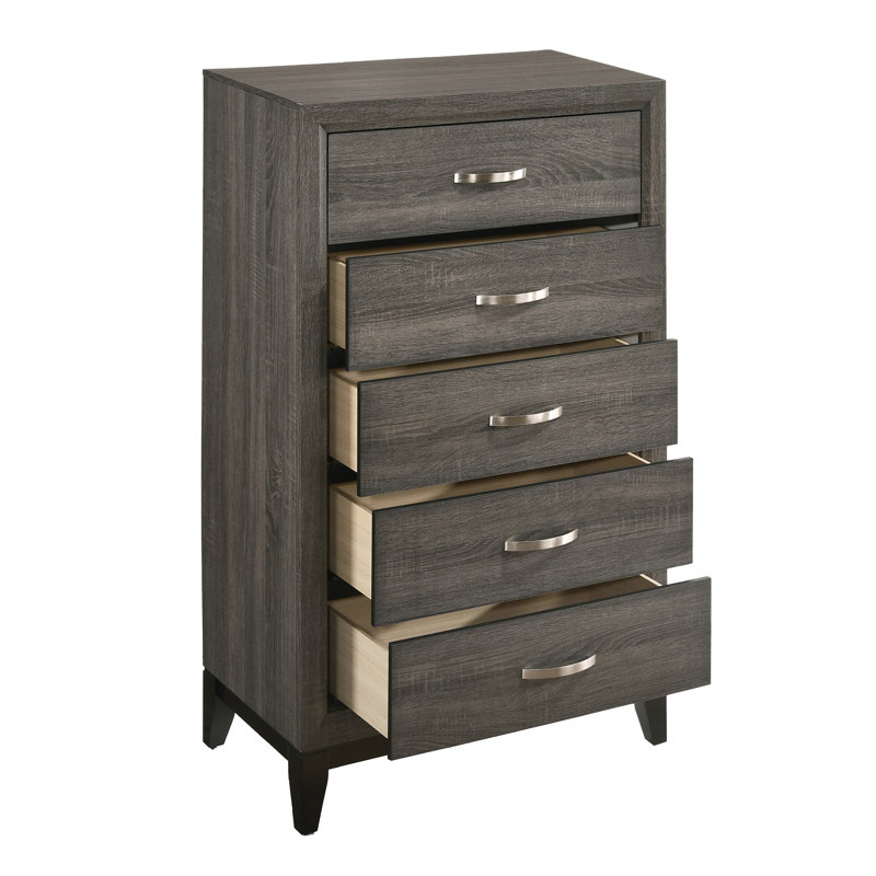Ayeln 5-drawer Bedroom Chest Grey Oak, Light Gray
