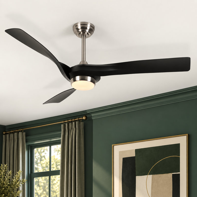 Ventilateur de plafond moderne de 52 po avec lumière et télécommande, 3 lumières à intensité variable DEL, moteur CC réversible silencieux, ventilateur de plafond à 6 vitesses pour chambre à coucher et salon Karlena