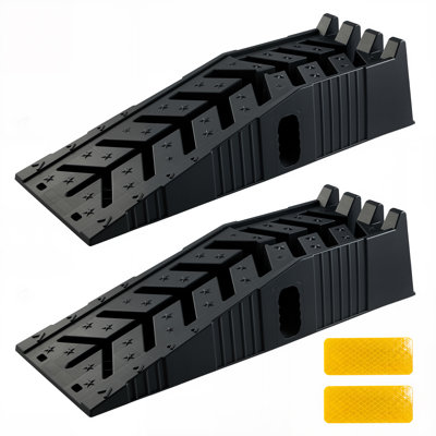 Lot de 2 rampes de service pour véhicules à profil bas – Rampes de levage pour véhicules lourds de 7 tonnes (capacité de 6 800 kg), surface antidérapante, conception compacte pour berlines, VUS et camionnettes, noires