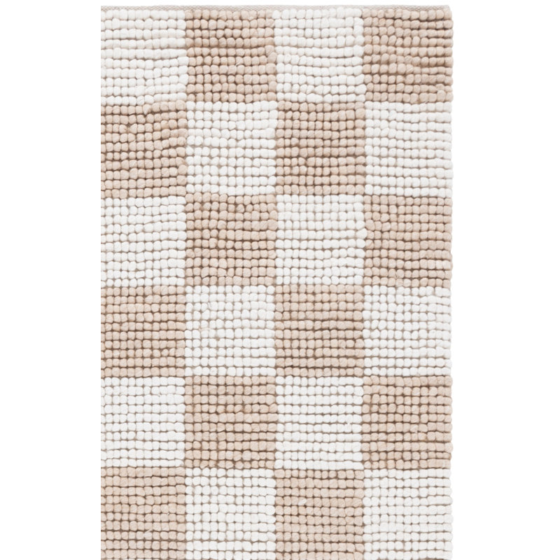 Tapis à carreaux en laine / coton Natura 288 tissé à plat en taupe / ivoire, Rectangle 5 pi x 8 pi