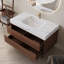Meuble-lavabo moderne de 35,4 po avec lavabo sous le comptoir - comptoir en pierre frittée, bois massif imperméable à plusieurs couches, quatre tiroirs, options autoportantes ou murales.