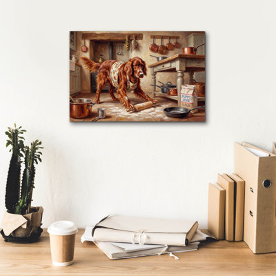  'Irish Setter In The Kitchen' by Rich Monet Canvas Wall Art, 18" x 12"