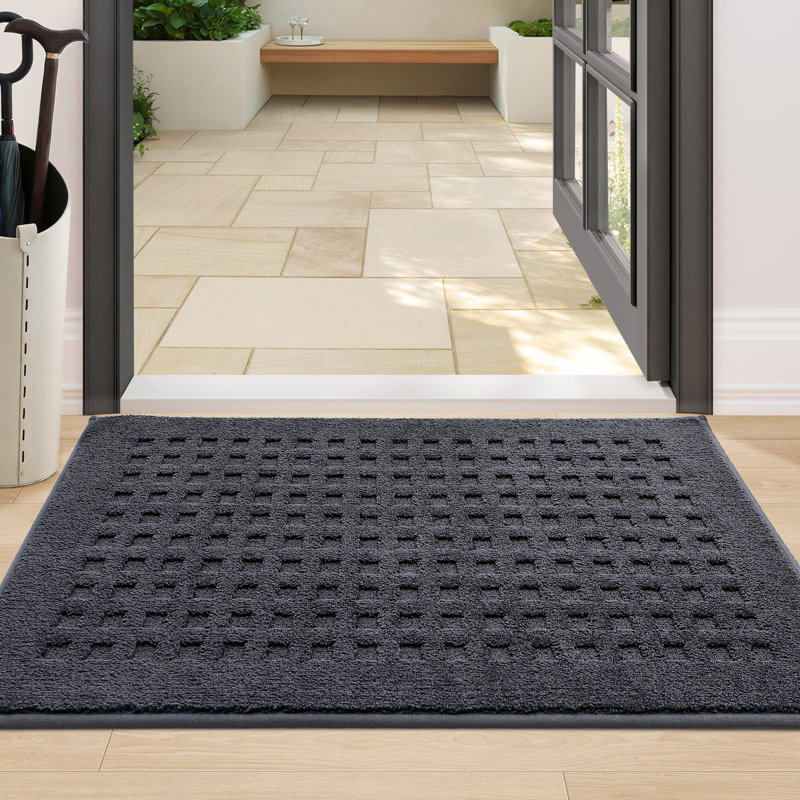 Waffle Door Mats Indoor，Super Absorbent Machine Washable Doormat with Non-Slip Backing for Wet Shoes and Dirty Paws