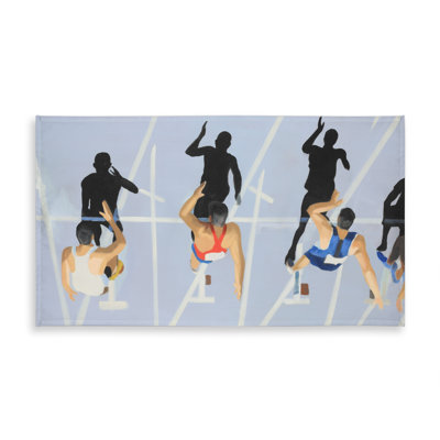 Illustrative Sports Games Blue Tablecloth | On Your Marks Decor
