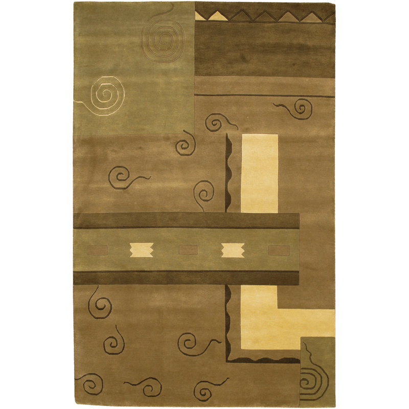 Aadi Abstract Hand-Knotted Wool Brown/Beige Area Rug, Rectangle 7'9" x 10'6"