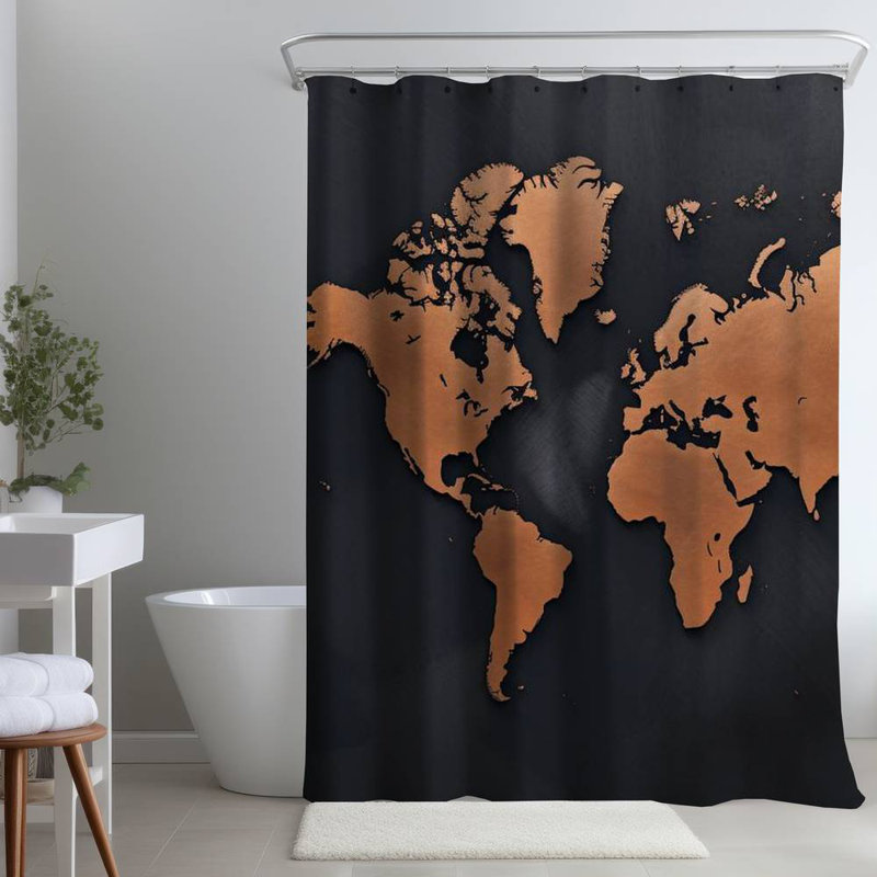 Shower Curtain BL7 – Polyester Shower Curtain, Dye Sublimation Print, 71" W × 74" L