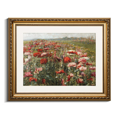Reproduction d'art encadrée dorée, impression sur toile, coquelicots rouges, peintures à l'huile, photos murales florales classiques pour chambre à coucher, salle de bain, salon, fleur, impressions sur toile, cadeaux rétro, 13 x 16 po