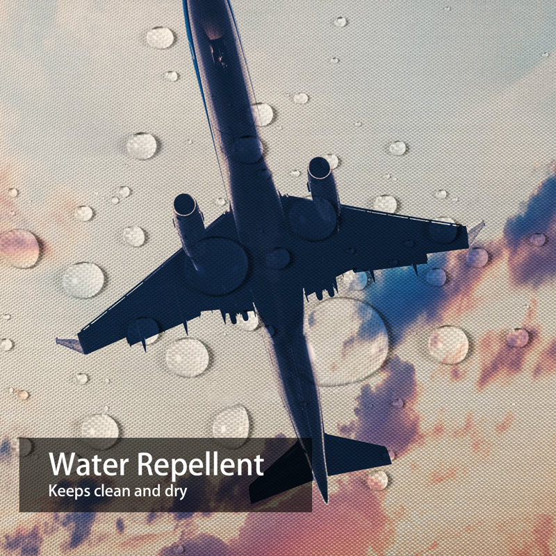 East Urban Home Sky Pink Waterproof Shower Curtain,Airplane Sunset