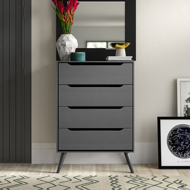 Aliyha 34'' W 4 - Drawer Dresser, Gray