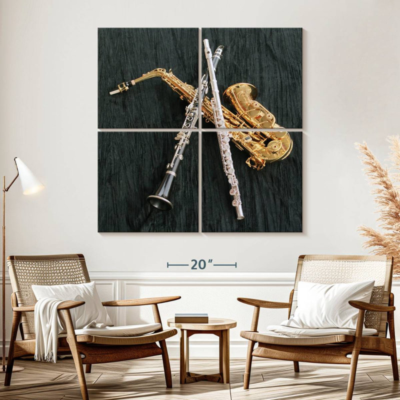 Abarca Three Wind Instruments, 57" H x 57" W