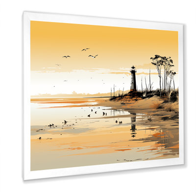Phare au coucher du soleil, balise I - art mural Coastal Sunset