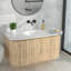 Lavabo de salle de bain circulaire encastré en céramique lisse avec trou d'évacuation 19 po x 16 po